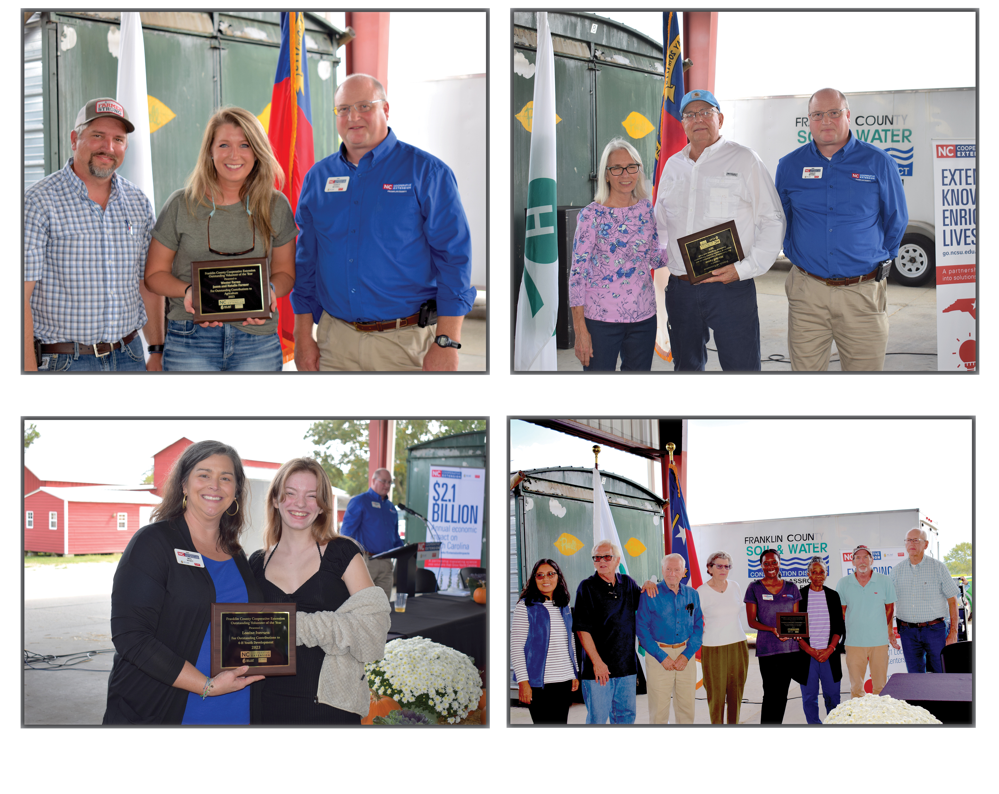 Images of presentation of Farm City 2023 Awards presented by extension staff.