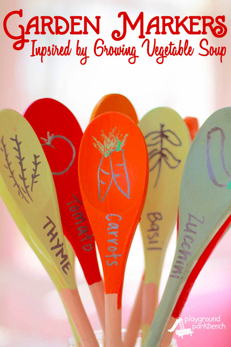 garden markers created from wooden spoons