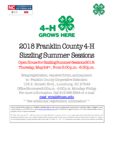 Cover photo for 2018 Franklin County 4-H Sizzling Summer Sessions