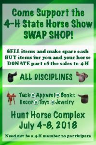 Cover photo for Consign Your Used Tack and Clothing at the 2018 State 4-H Horse Show