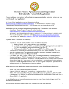 Hurricane Florence Agricultural Disaster Program 2018 Instructions for Farmer Relief Application instructions page 1