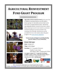 Cover photo for Ag Reinvestment Fund Grant Interest Meeting October 16 CANCELLED
