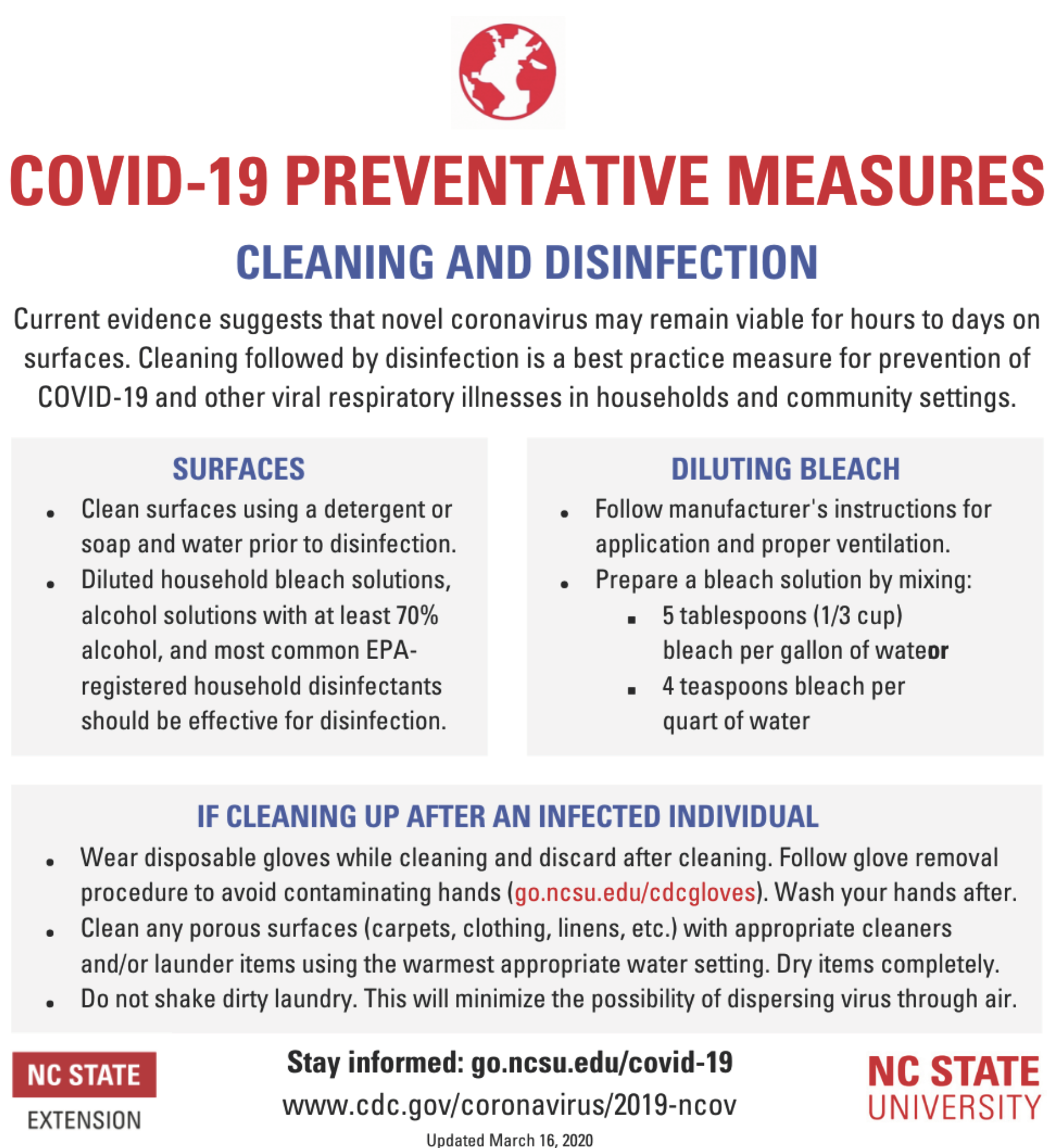 imade of Coronavirus defense flyer with a list of cleaning tips with listing of tips to follow to prevent viral respiratory diseases and COVID-19.