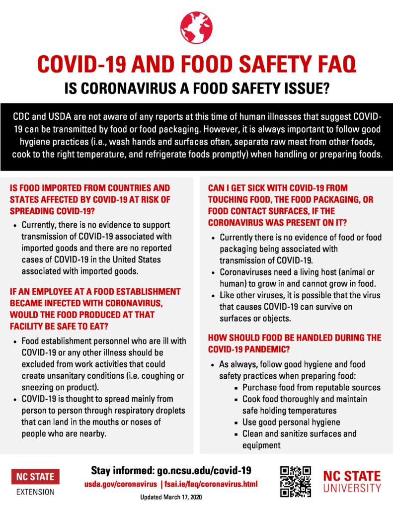 Image of Frequently Asked Questions Food Safety_COVID-19_Flyer