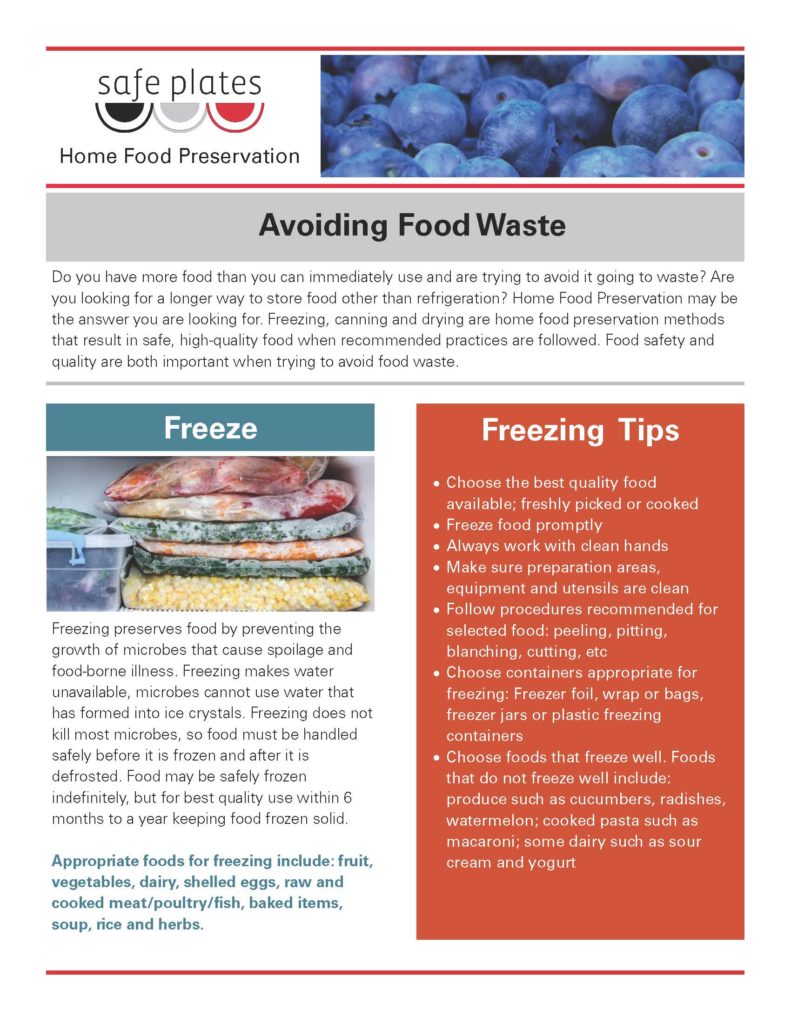 avoiding food waste fact sheet page 1