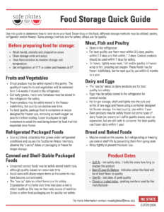 Image of safeplates food storage and preparation guide for fruits, vegetables, canned foods, daisy, meats and eggs, refrigerated and packaged foods.