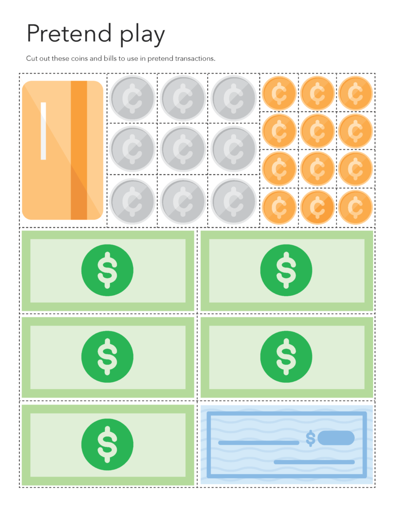 Age 3-5 Financial pretend play activity page 3