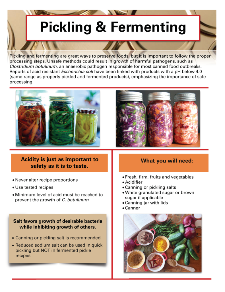 Pickling and fermenting information sheet page 1