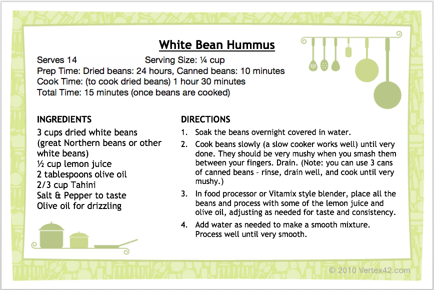 white bean hummus recipe page 1