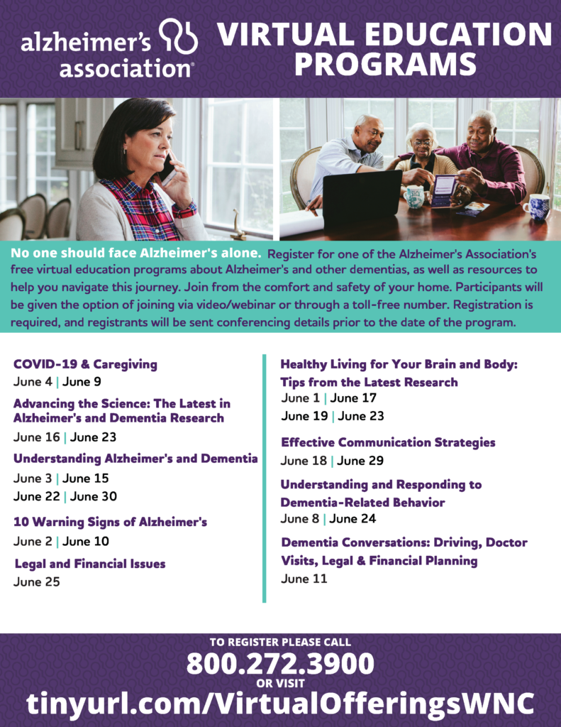 Alzheimer's association Virtual Education Programs