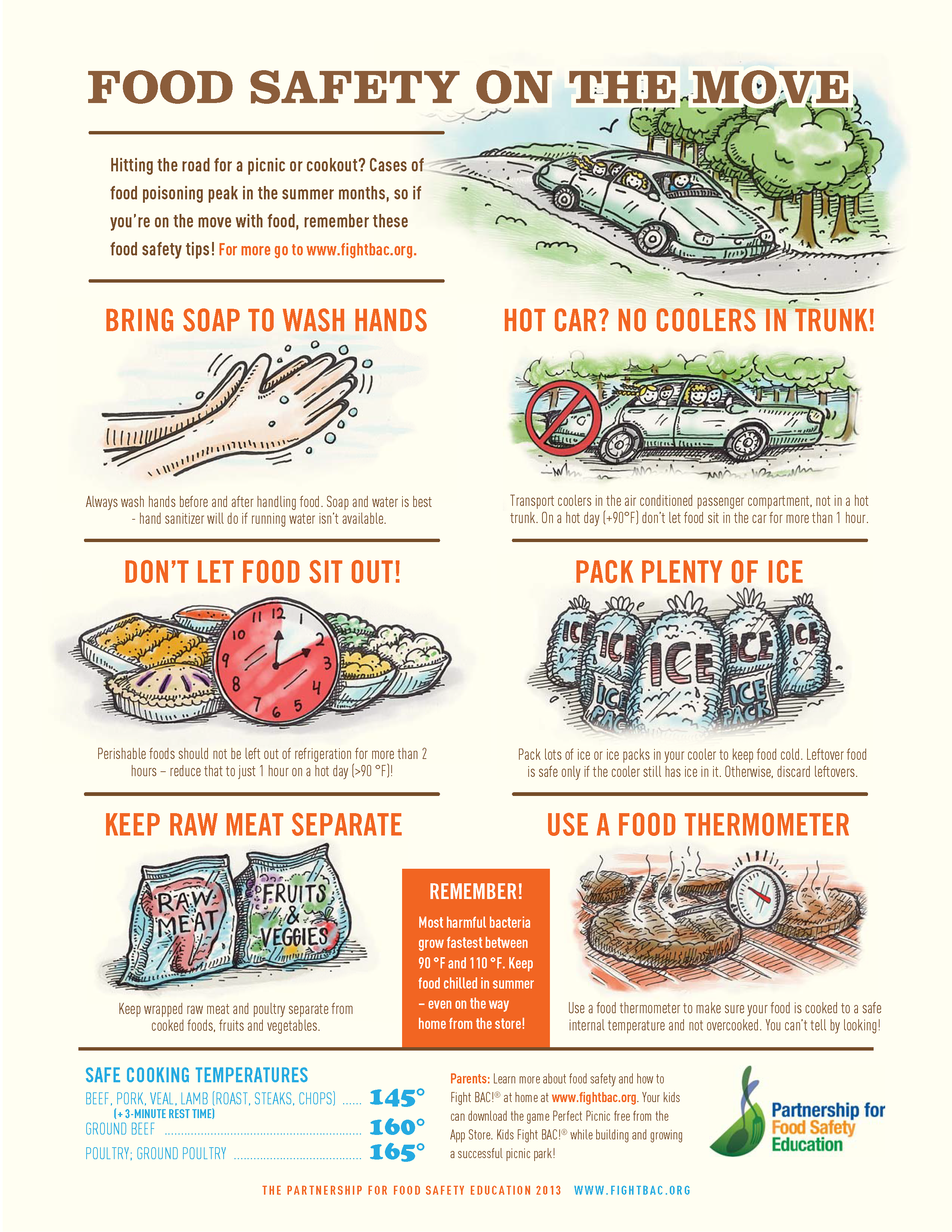 Food Safety On the Move Tips flyer 