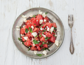 watermelon, feta and olive oil salad photo