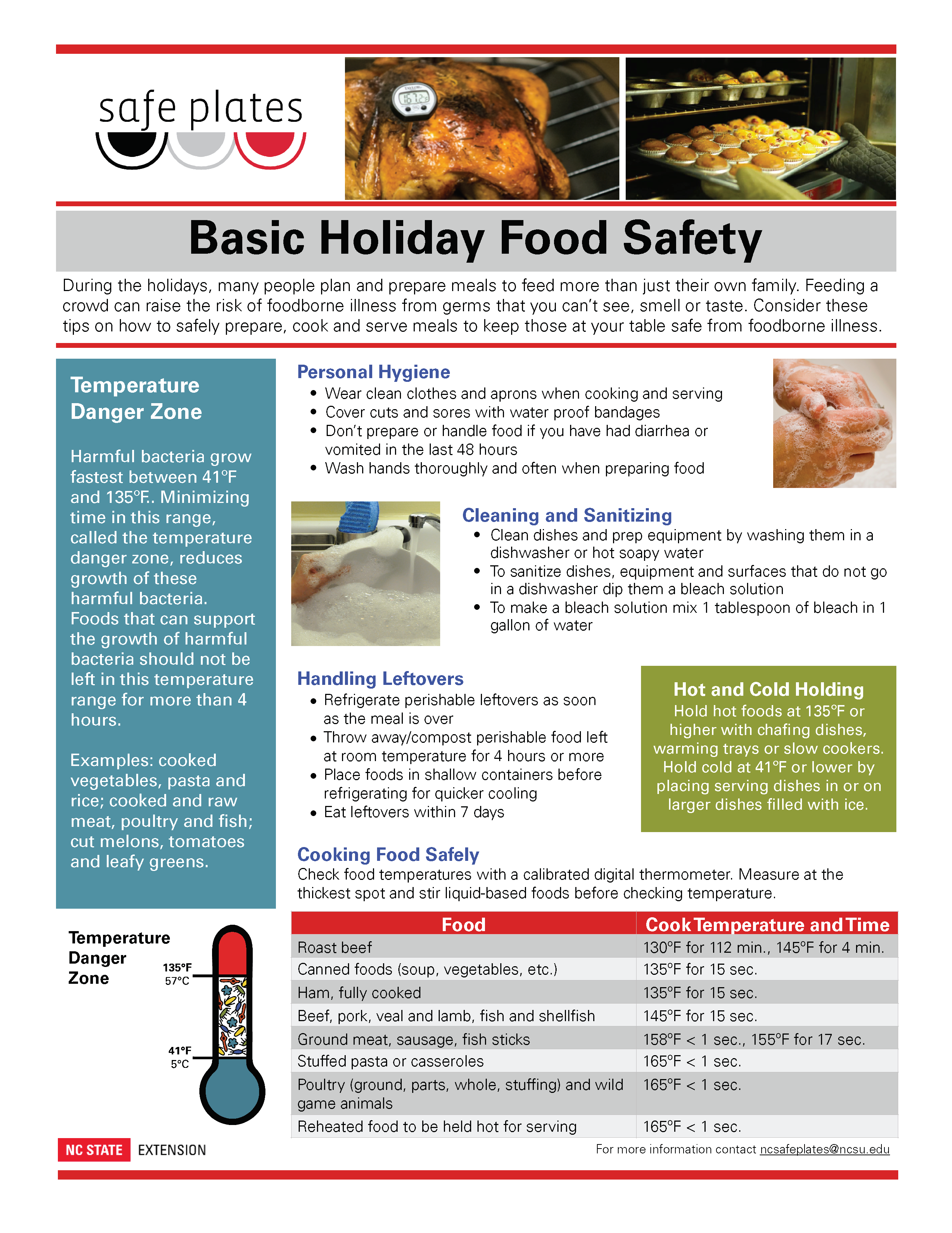 basic holiday food safety sheet by safe plates