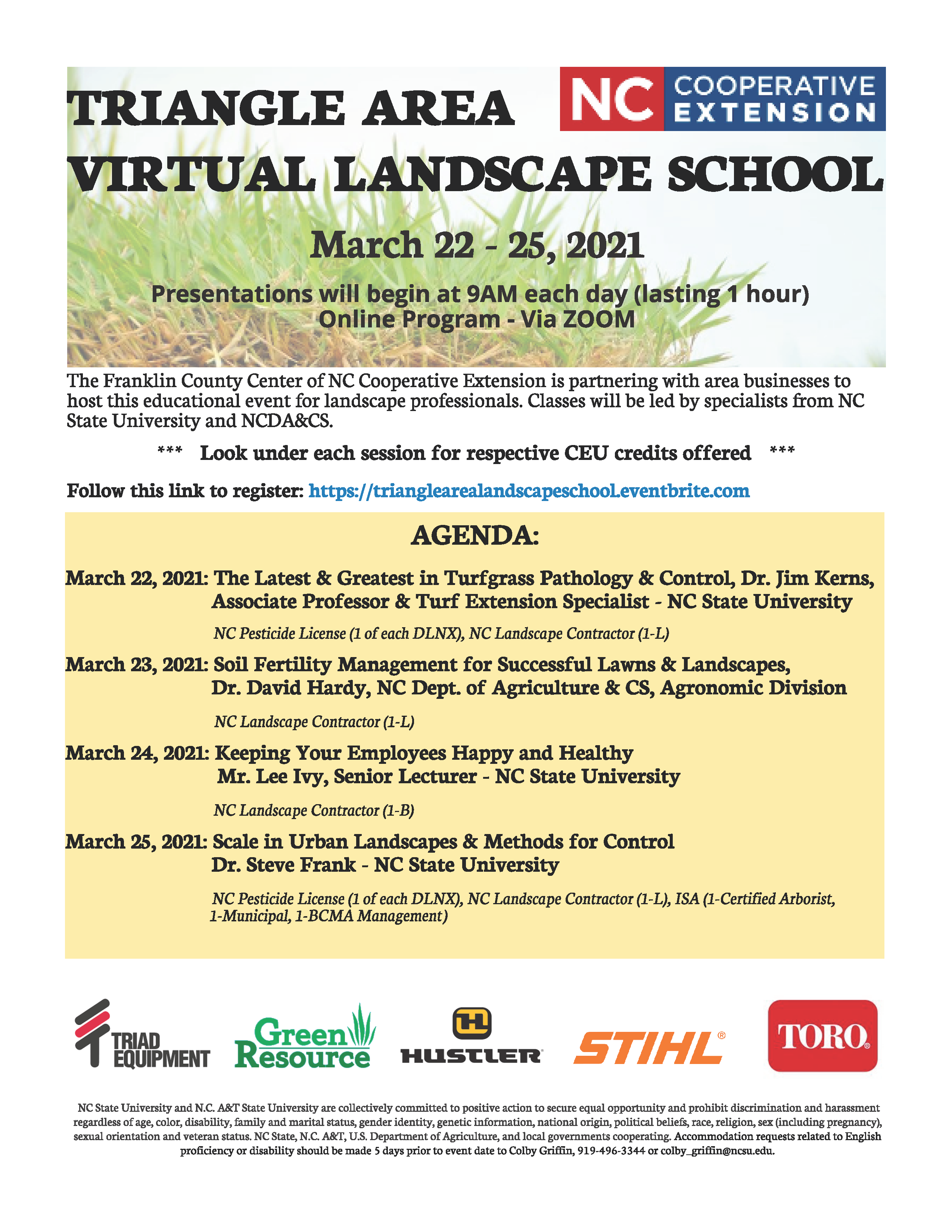 2021 Triangle Area Virtual Landscape School flyer