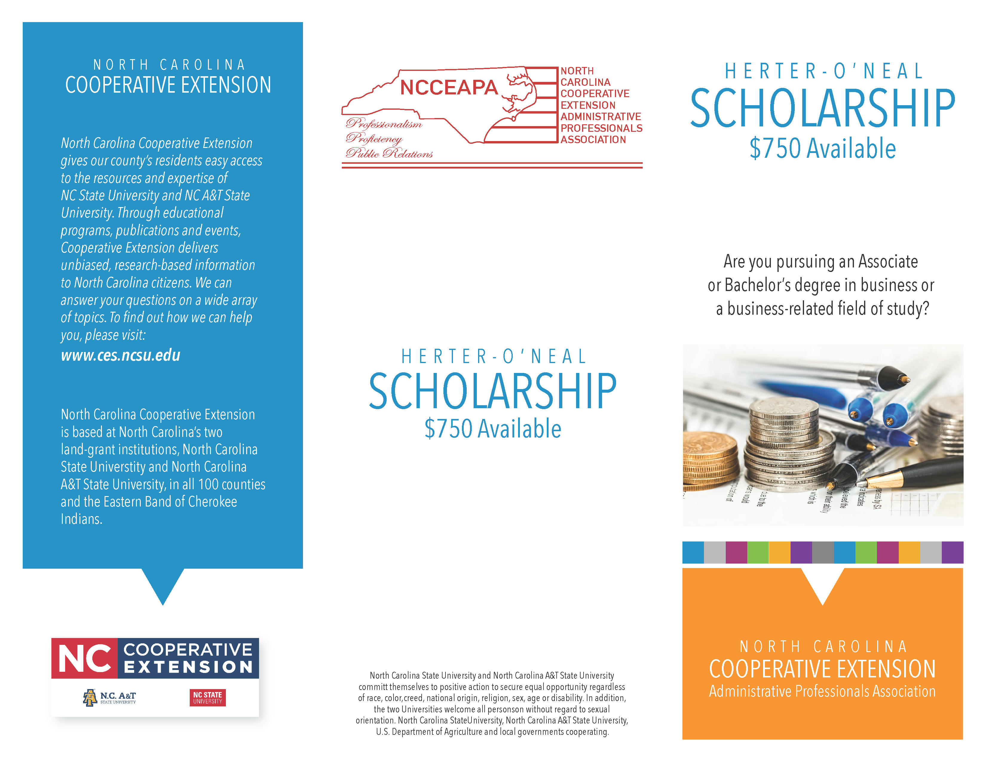 2021 Herter O'Neal Scholarship informational flyer