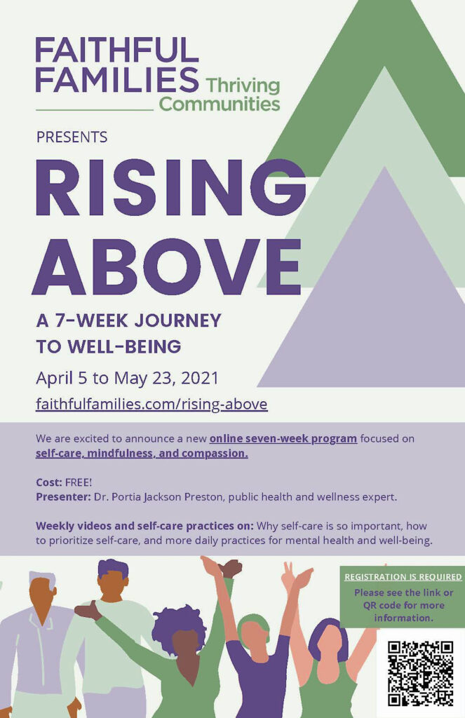 Faithful Families Rising Above program poster