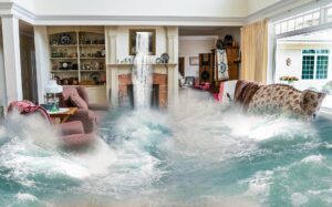 inside of a flooded home