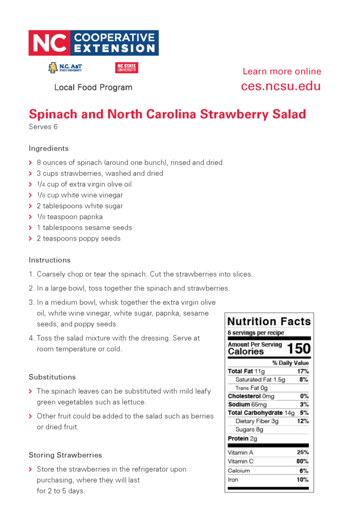 Directions and Ingredients for Spinach and NC Strawberry Salad