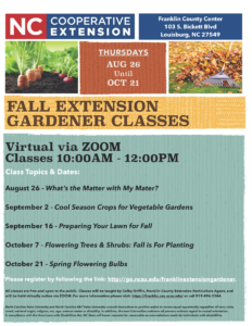 Fall Extension Gardener Classes flyer