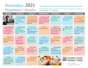 November 2021 Happiness Calendar