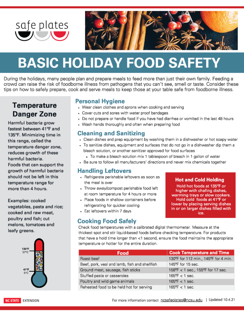 Safeplates Basic Holiday Food Safety fact sheet