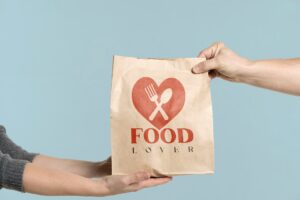Food Bag with a heart on it being delivered