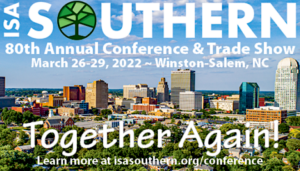 ISA Southern Conference logo, dates and location on a background of the city
