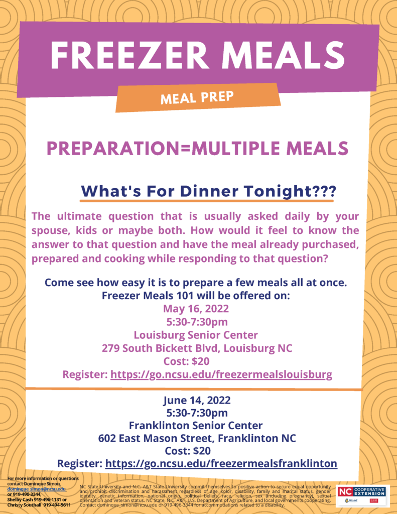 Freezer Meals 101 informational flyer