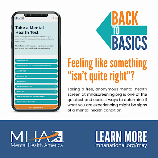 cellphone advertisement for mentl helth America mental health test