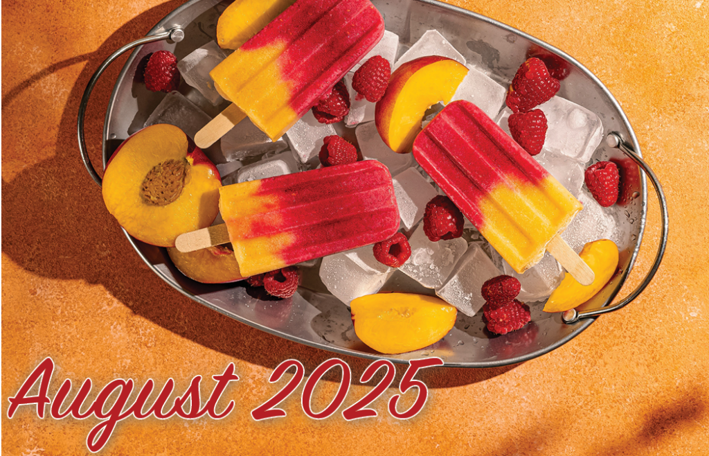 August 2025 on a popsicle background