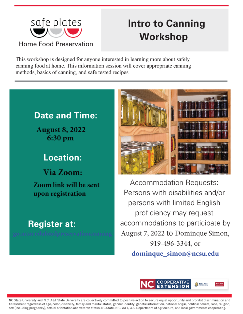 Safeplates Introduction to Canning Workshop flyer