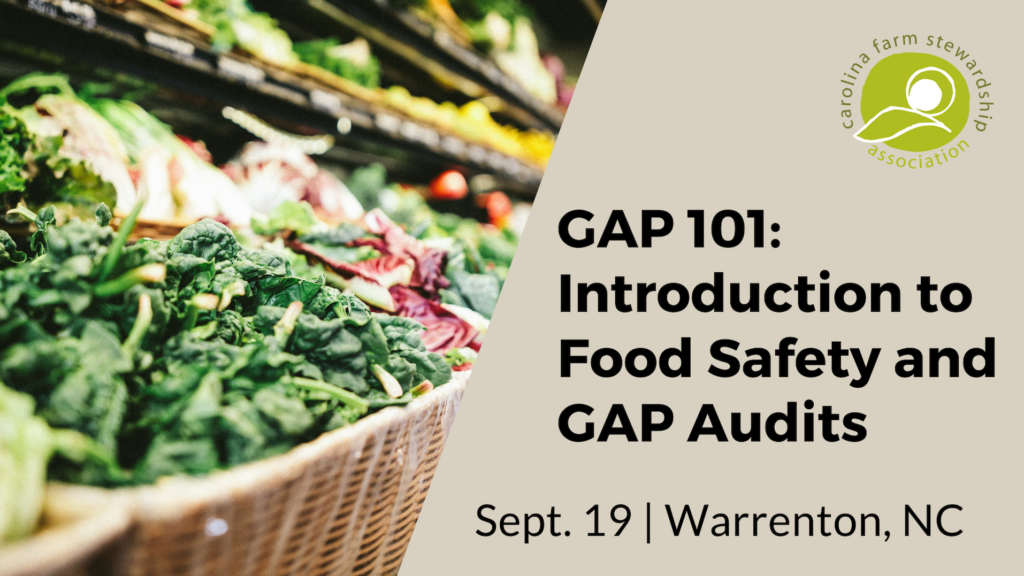 GAP 101: Introduction to Food Safety and GAP Audits Sept 19 Warrenton NC and store vegetable display headet
