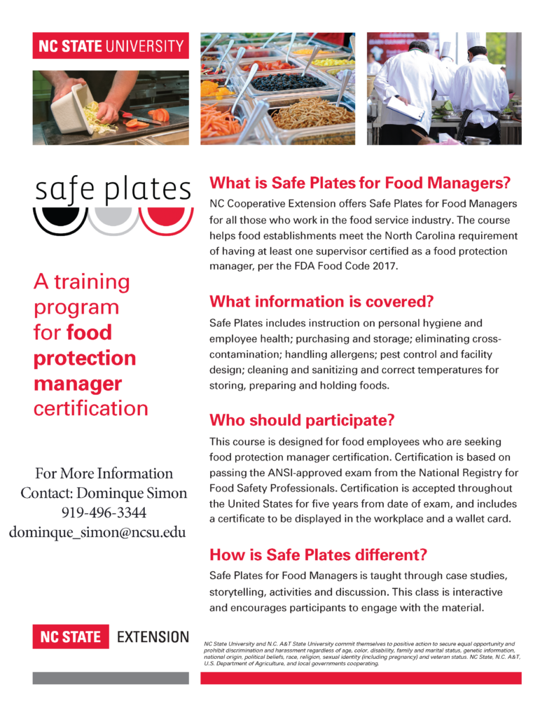 Safeplates for Food Managers Training Program Infosheet