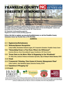 Franklin Forestry Syposium Flyer, meeting details, agenda
