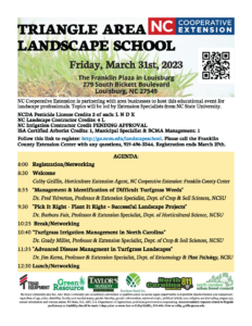 Triangle Area Landscape School flyer, registration info., dates, time and location grass background heading