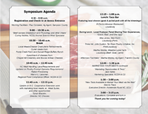 Meat Symposium agenda Page 2 and 3 topics, speakers and time slots