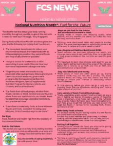 FCS News Monthly Newsletter National Nutrition Month page 1