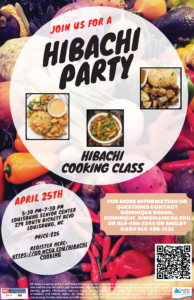 Hibachi Cooking Class Flyer with date time location and registration info