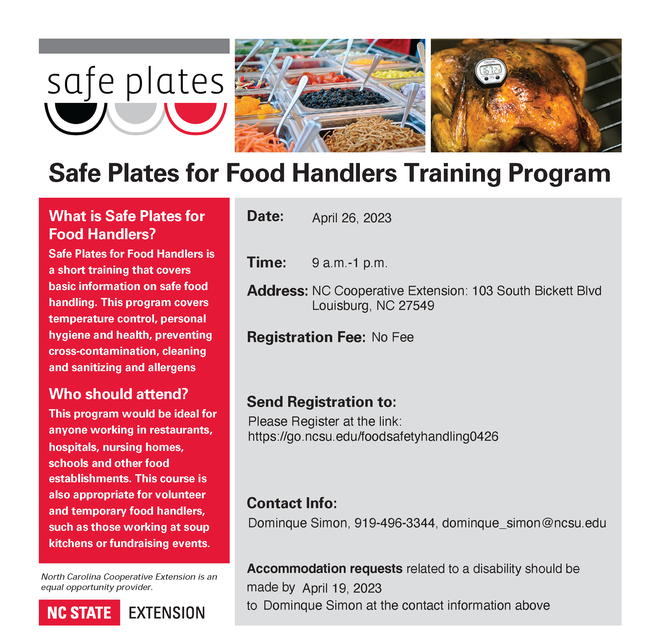 Safe Plates for Food Handlers flyer