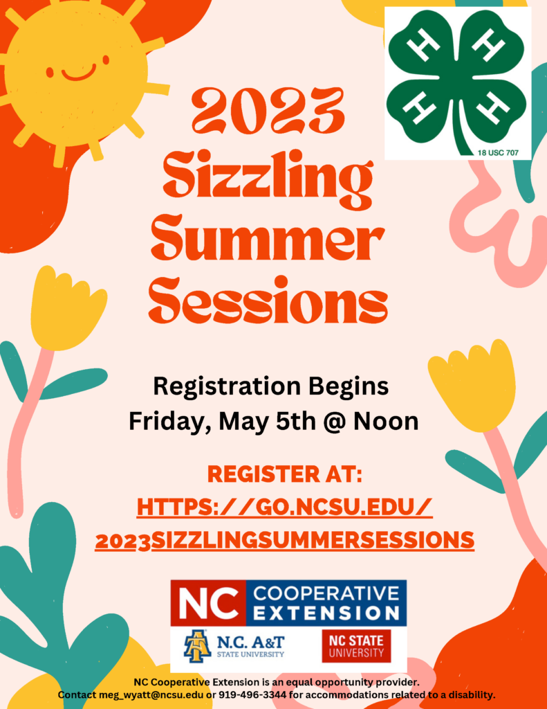 2023 Sizzling Summer Sessions flyer with registration information