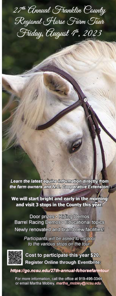 27th Annual Franklin County Horse Farm Tour flyer_Page_1_white horse headshot