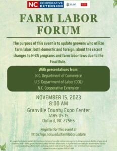 Farm Labor Forum event flier- description,date, time, location and rgistratin informatin.