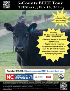 5-County BEEF Tour Tuesday, July 16, 2024 informational flyer , date, sponsor, host description and registration info.