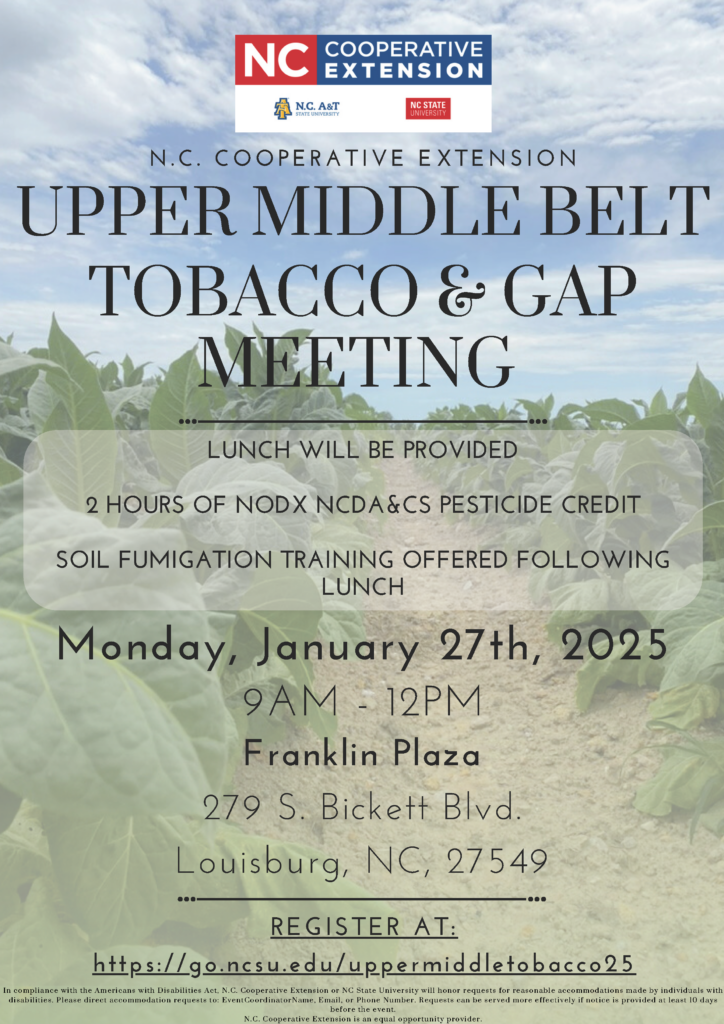 UPPER MIDDLE BELT TOBACCO & GAP MEETING FLIER WITH DATE, LOCATIION, TIME AND REGISTRATION INFO.