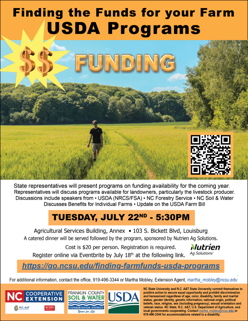 Finding the Funds for your Farm program flyer date, time, loction, registartion information